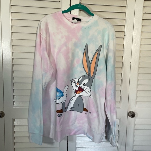 Looney Tunes Bugs Bunny Tie Dye Crewneck Sweatshirt - Picture 1 of 3